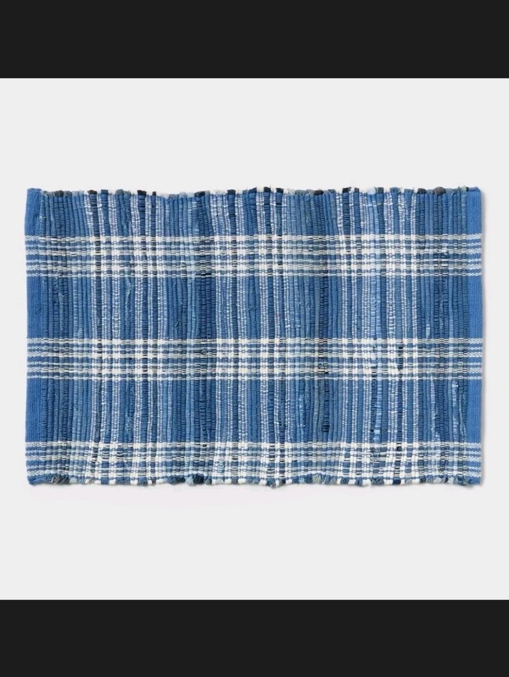 Threshold Blue Plaid Woven Bath Rug 20 In X 30 In Nwt